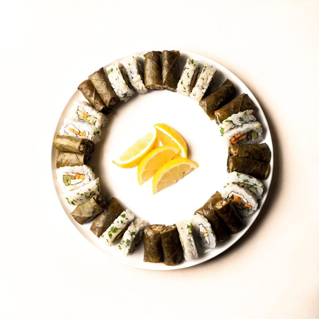 Warak enab and sushi platter, Lazurd Kuwait