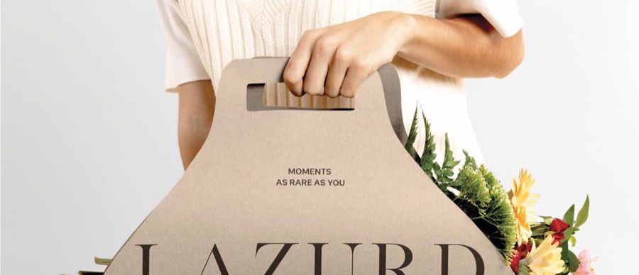Lazurd carry bag with flowers